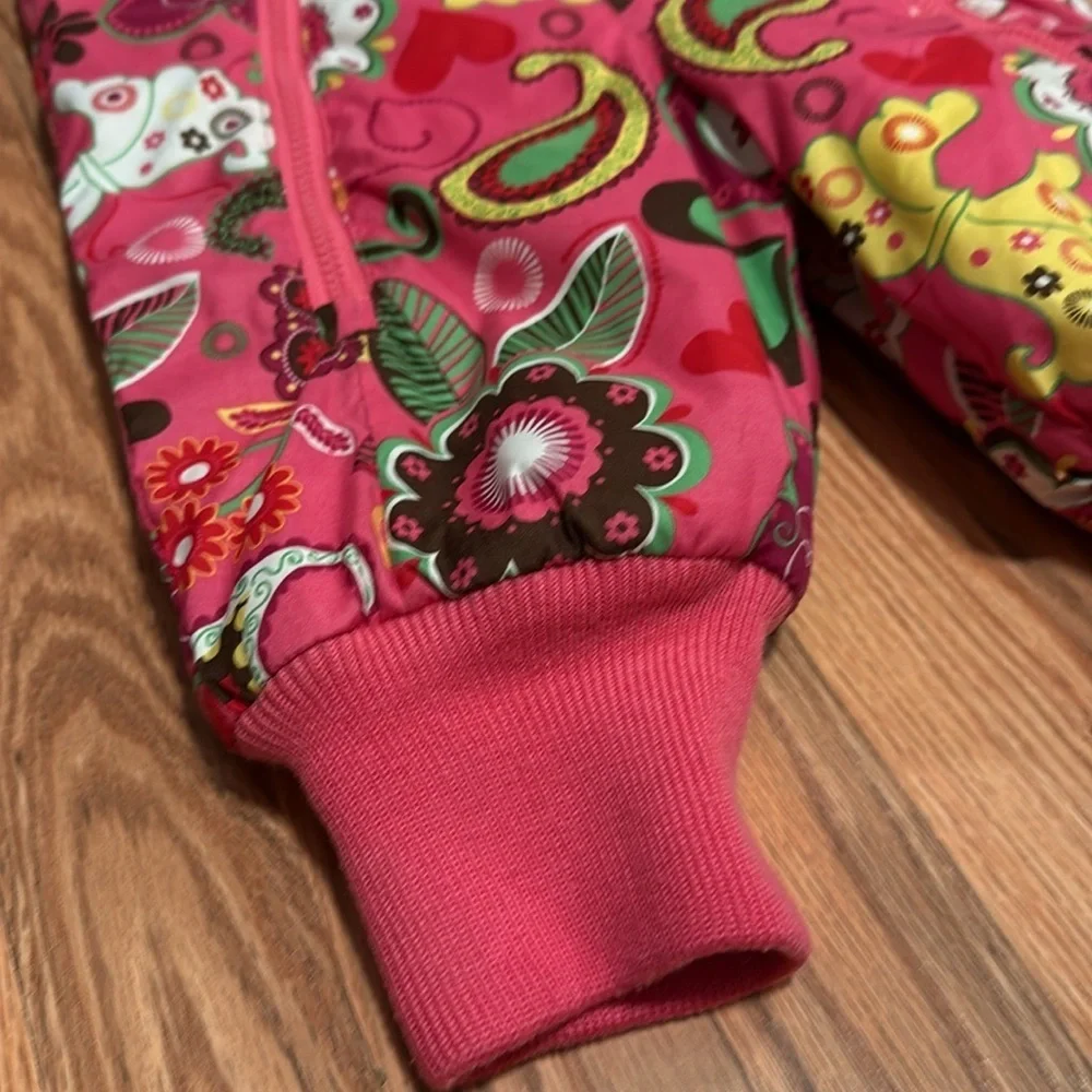 Hanna Andersson vintage Pink paisley Floral bunting snowsuit 6-12 m size 70